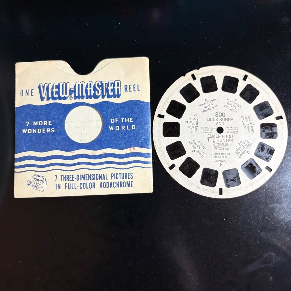 Vintage 1951 Bugs Bunny & Elmer Fudd View-Master Reel With Original Sleeve